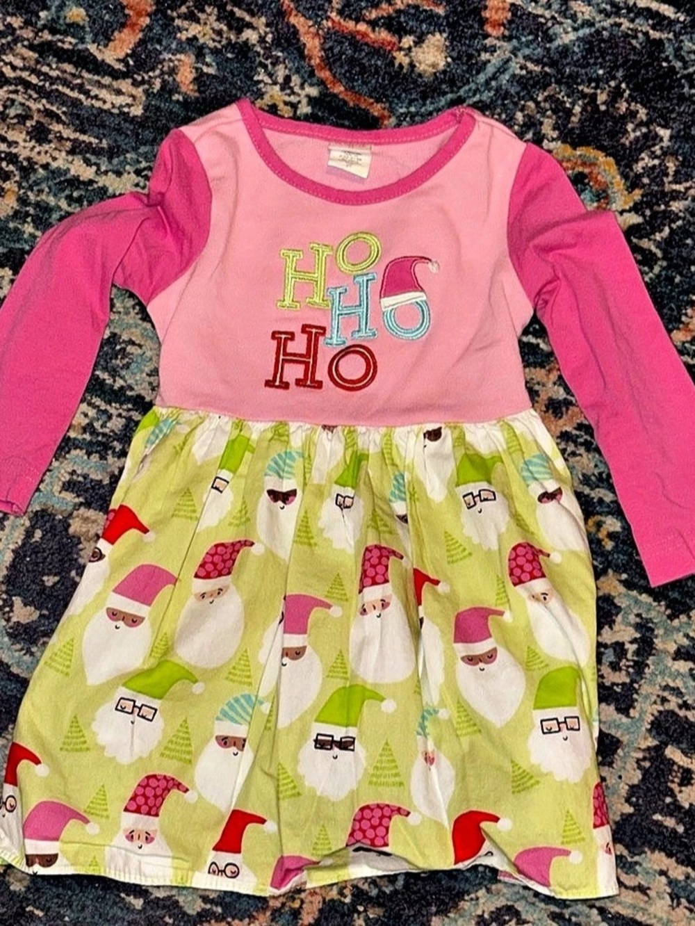 Kids Girls Santa Print Casual Dress